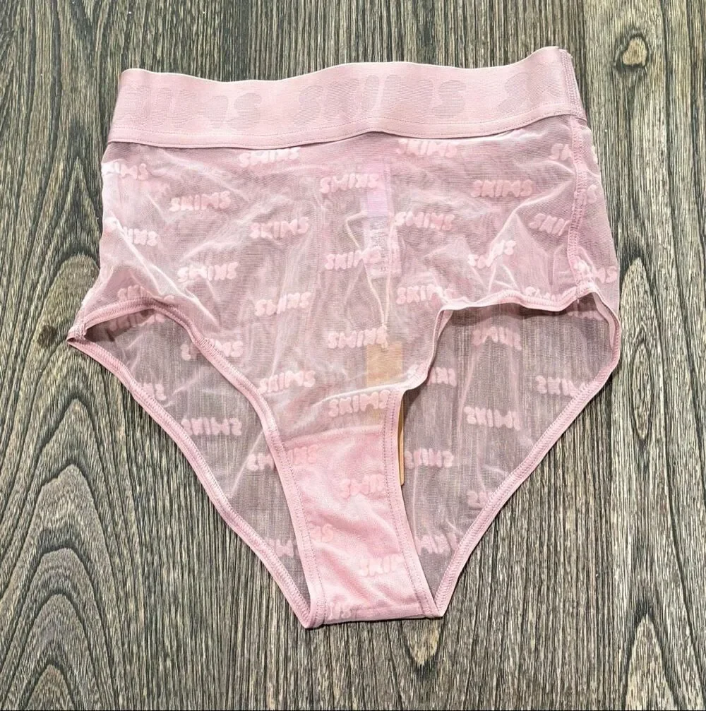 NWT SKIMS Women's After Hours Sheer Logo High Waist Brief Orchid Size XXS